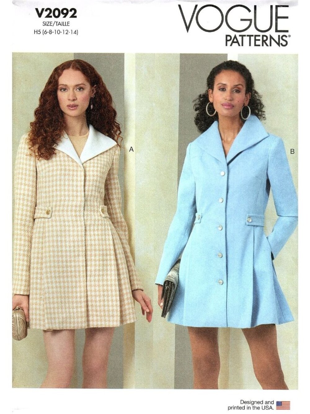 Vogue V2092 Misses 6 to 12 Retro Outerwear Coat Uncut Sewing Pattern